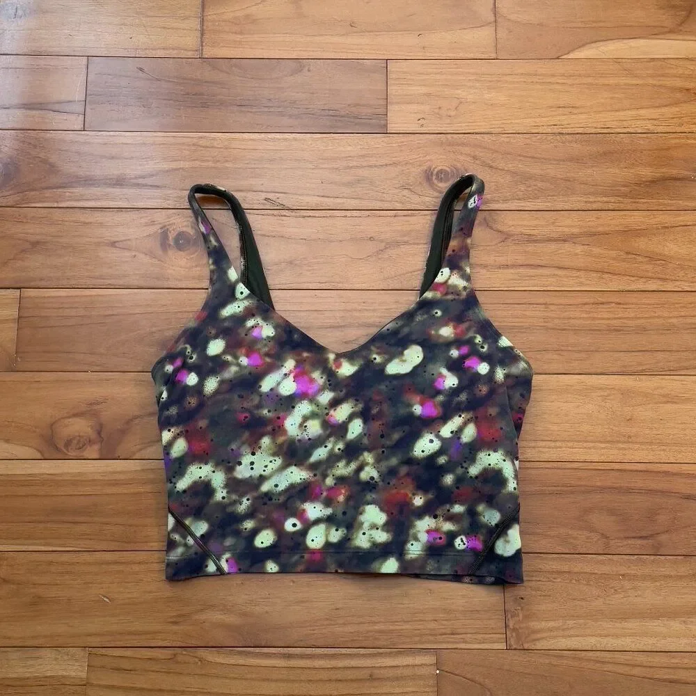 Women Lululemon Align Tank Top A/B Cup Soft Focus Splatter Green Multi Size 8